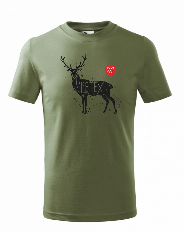 Dětské tričko myslivecké s jelenem PXT CREATIVE 138 khaki vel. 122  - Obrázek Dětské tričko myslivecké s jelenem PXT CREATIVE 138 khaki vel. 122  - Obrázek